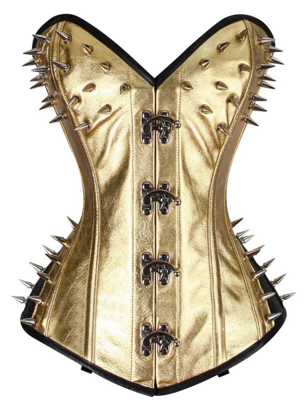 Nu Shuz Costumes Gold Leather Black Corset Lace-Up Sexy Bustier
